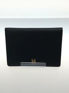 CHANEL◆2つ折り財布/レザー/BLK/無地/レディース