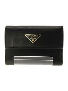 PRADA◆2つ折り財布/レザー/BLK/レディース/型崩れ使用感有