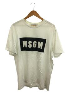 MSGM◆BOX LOGO T-SHIRT/襟ヨゴレ有/Tシャツ/L/コットン/WHT/プリント/2540MM67