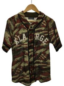 X-LARGE◆シャツ/S/ポリエステル/グリーン/カモフラ/01153301/CAMO MESH BASEBALL SHIRT