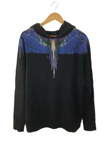 MARCELO BURLON COUNTY OF MILAN◆wings print hoodie/パーカー/S/コットン/BLK