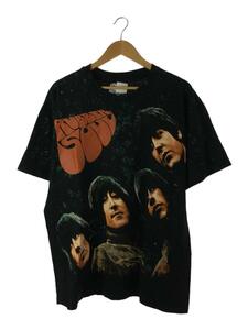 Hanes◆Tシャツ/XL/コットン/BLK/90s/USA製/Beatles/rubber soul