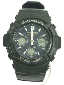 CASIO◆ソーラー腕時計・G-SHOCK/デジアナ/ラバー/BLK/BLK