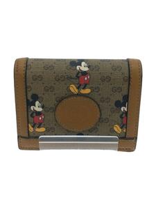 GUCCI◆2つ折り財布_PVC_ベージュ/レザー/BRW/総柄/レディース