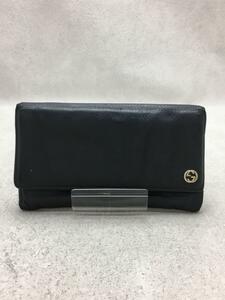 GUCCI◆長財布/レザー/BLK/無地/メンズ