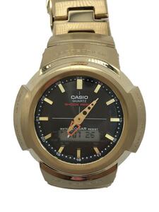 CASIO◆ソーラー腕時計_G-SHOCK/アナログ/ステンレス/BLK/GLD