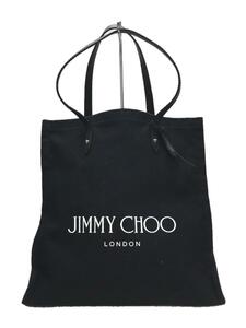 JIMMY CHOO◆トートバッグ/コットン/BLK/logo