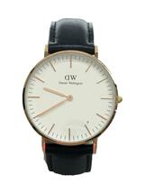 Daniel Wellington◆クォーツ腕時計/アナログ/レザー/WHT/BLK/SS_画像1