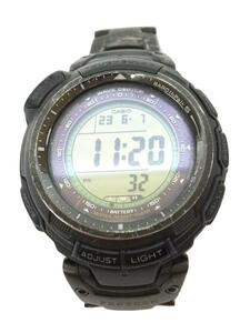 CASIO◆CASIO/ソーラー腕時計/デジタル/ステンレス/BLK/BLK/SS/PRW-1300YTJ