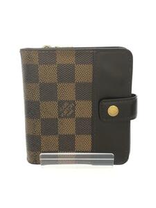 LOUIS VUITTON◆コンパクトジップ_ダミエ・エベヌ_BRW/PVC/BRW/レディース