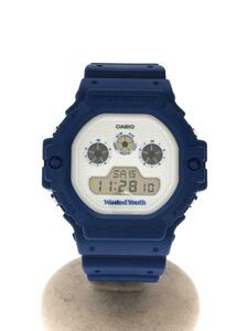 CASIO ◆ Кварцевые часы _G-SHOCK / Цифровые / Резиновые / Белые / Синие