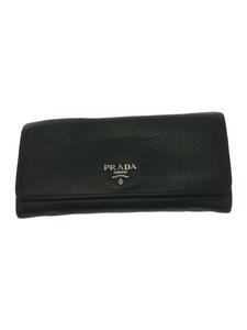 PRADA◆長財布/レザー/BLK/メンズ