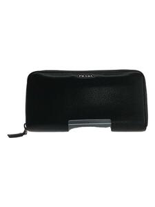 PRADA◆長財布/レザー/BLK/無地/メンズ