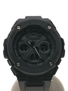 CASIO◆ソーラー腕時計・G-SHOCK/デジアナ/ラバー/BLK/BLK/SS