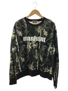 A BATHING APE◆アベイシングエイプ/manhunt/スウェット/XL/コットン/ブラック/総柄/001SWF301007X