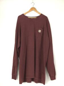 Carhartt◆L/S WORKWEAR POCKET TEE-PORT/長袖Tシャツ/3L/コットン/ボルドー/K126PRT