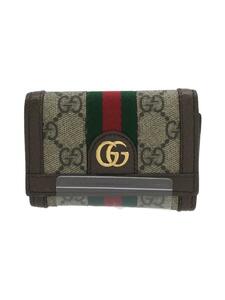 GUCCI◆2つ折り財布/キャンバス/BRW/総柄/レディース/644334/GGスプリーム コンパクトウォレ