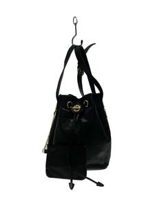 CELINE◆ショルダーバッグ/レザー/BLK/無地