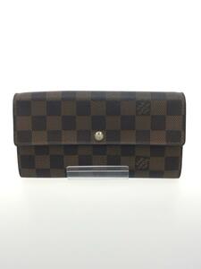 LOUIS VUITTON◆ポシェット・ポルト・モネ・カルトクレディ_ダミエ・エベヌ_BRW/PVC/BRW/レディース