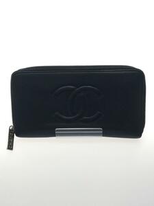 CHANEL◆ココマーク/キャビアスキン/ラウンドジップ/長財布/レザー/BLK/レディース/A50071