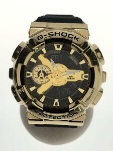 CASIO◆クォーツ腕時計_G-SHOCK/デジアナ/ラバー/GLD/BLK