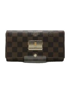 LOUIS VUITTON◆ポルト・フォイユ・サラ_ダミエ・エベヌ_BRW/PVC/BRW/総柄/レディース