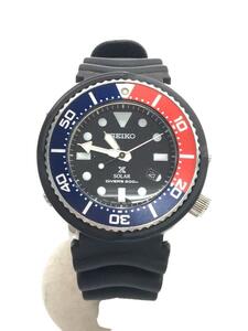 SEIKO◆ソーラー腕時計/アナログ/ラバー/BLK/BLK/V147-0AZ0