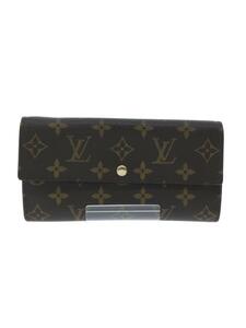 LOUIS VUITTON◆長財布/PVC/BRW/総柄/レディース/M61734/コインケース汚れ有