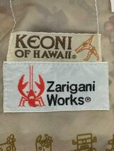 KEONI OF HAWAII◆Zarigani Works/ロボット/アロハシャツ/M/レーヨン/WHT/総柄/シミ有_画像3