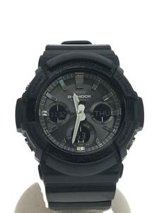 CASIO◆ソーラー腕時計・G-SHOCK/デジアナ/ラバー/SLV/BLK