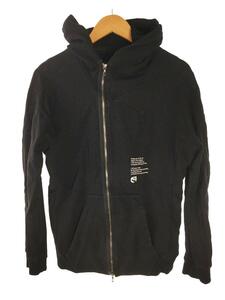 JULIUS◆DUST ZIP HOODIE/ジップパーカー/クロスシームド/1/コットン/ブラック/577CPM45