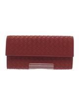 BOTTEGA VENETA◆イントレチャート/コンチネンタル/長財布/レザー/RED/無地/メンズ_画像1