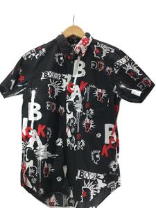 BLACK COMME des GARCONS◆半袖シャツ/M/コットン/ブラック/1Q-B008