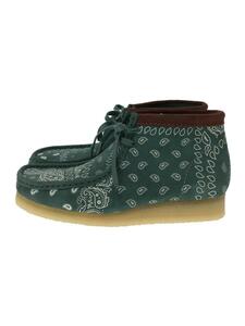 Clarks◆wallabee boot green paisley/ワラビー/箱付/ブーツ/UK8.5/GRN/スウェード