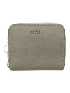 FURLA◆2つ折り財布/レザー/BEG/無地/レディース