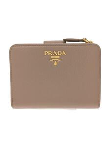 PRADA◆2つ折り財布/レザー/PNK/レディース/ソフトレザー