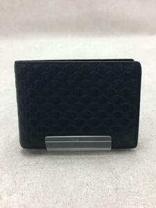 GUCCI◆マイクロGG/型押し/2つ折り財布/レザー/NVY/総柄/メンズ/367237