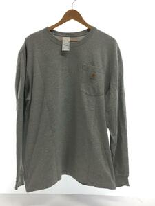 Carhartt◆長袖Tシャツ/L/コットン/GRY/無地/ポケット