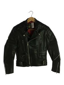 666 Leather Wear◆ダブルライダースジャケット/34/レザー/BLK/無地