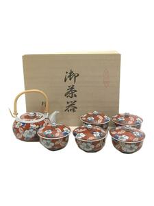 和食器その他/色彩山茶花/伊万里焼/急須湯呑6点セット/花柄