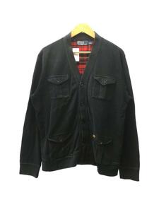 POLO RALPH LAUREN◆エルボーパッチカーディガン(厚手)/L/コットン/BLK