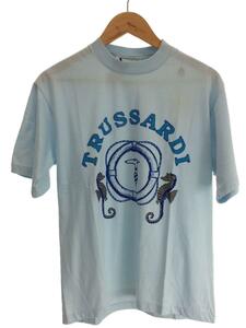 TRUSSARDI◆オールド/プリントTシャツ/M/コットン/ライトブルー/水色/タグ付