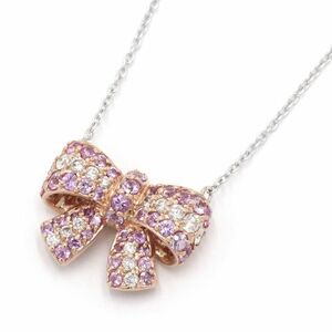  Ponte Vecchio total 0.63ct pink sapphire necklace K18PG K18WG diamond new goods finish settled pink gold ring used free shipping 