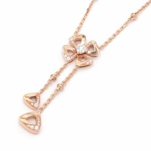  BVLGARY fioreva- necklace 357137 K18PG pink gold 0.19ct diamond pendant flower fio lever used free shipping 