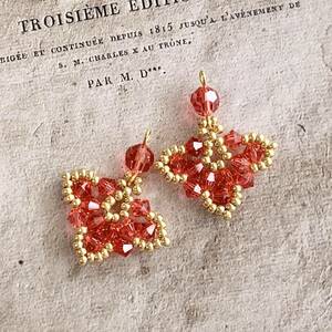 Art hand Auction Fait main * Boucles d'oreilles Swarovski rondes en perles en forme de boulier motif feuille padparadscha, choix de raccords n°1849, Fait main, Accessoires (pour femmes), Des boucles d'oreilles, Des boucles d'oreilles