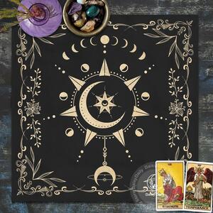  tarot Cross ( sun & moon * plant ) black × beige Ora kru card mat divination for bed cloth 