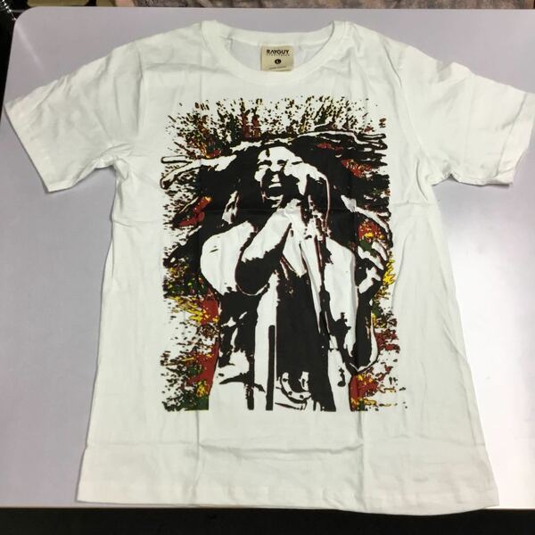 DBRB1♪ デザインプリントTシャツ Lサイズ ボブマーリー BOB MARLEY 白