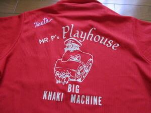 KingLoule　赤　ボウリングシャツ　ボーリングシャツ　YKKジッパー　ロゴ刺繍　KHAKI MACHINE