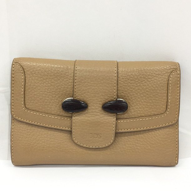 最終価格】【新品】TOD'Sブラウンレザーフラワーデザイン長財布