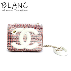 シャネル ココマーク チェーンショルダーバッグ ツイード レザー ホワイト レッド CHANEL 横浜BLANC